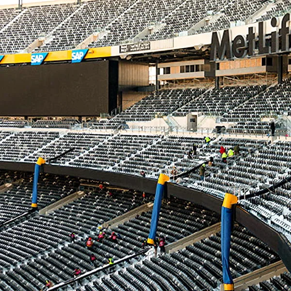 Several Superchute snow chutes installed at MetLife stadium.